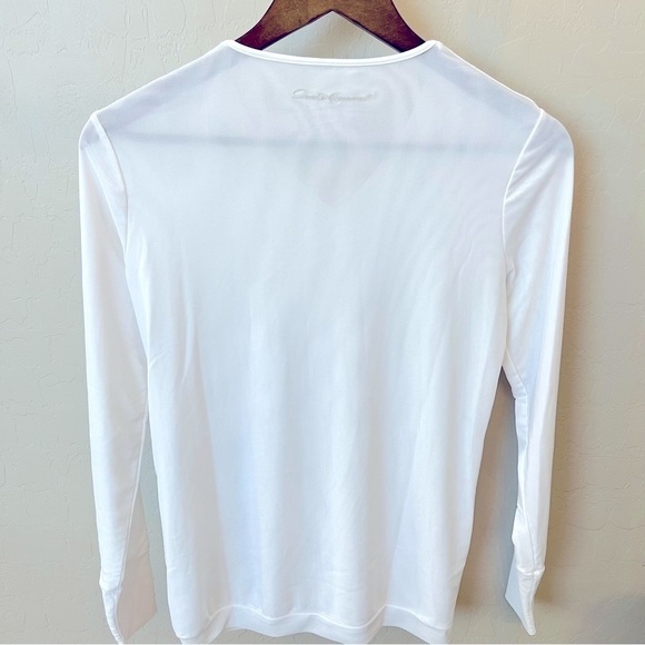 Denise Cronwall double layer mesh top, white, long sleeve, V neck, size S, NWOT - Picture 3 of 9